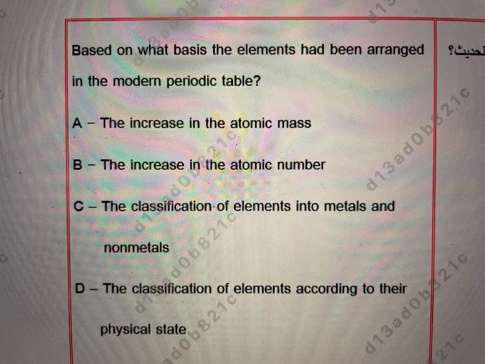  dohe atomic number Based on what basis the elements had been