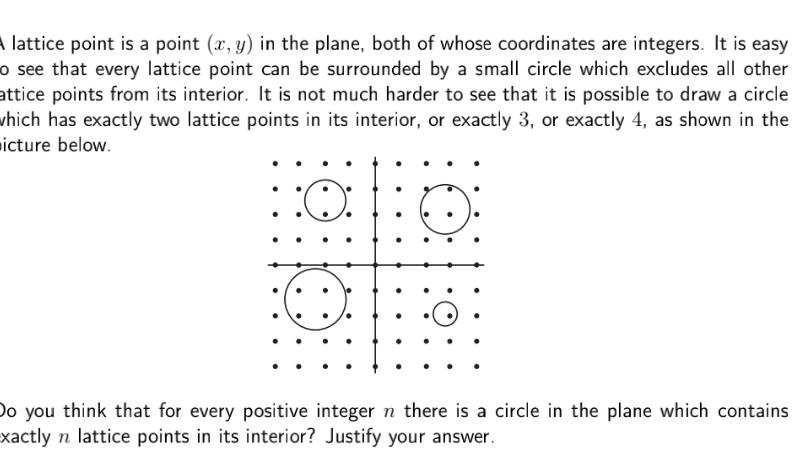  lattice point is a point (x,y) in the plane, both of