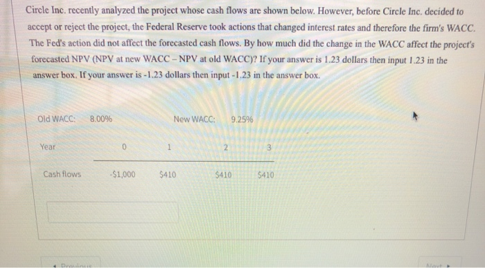  Circle Inc. recently analyzed the project whose cash flows are shown