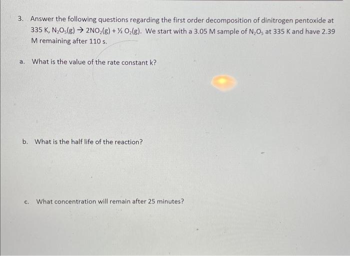  3. Answer the following questions regarding the first order decomposition of