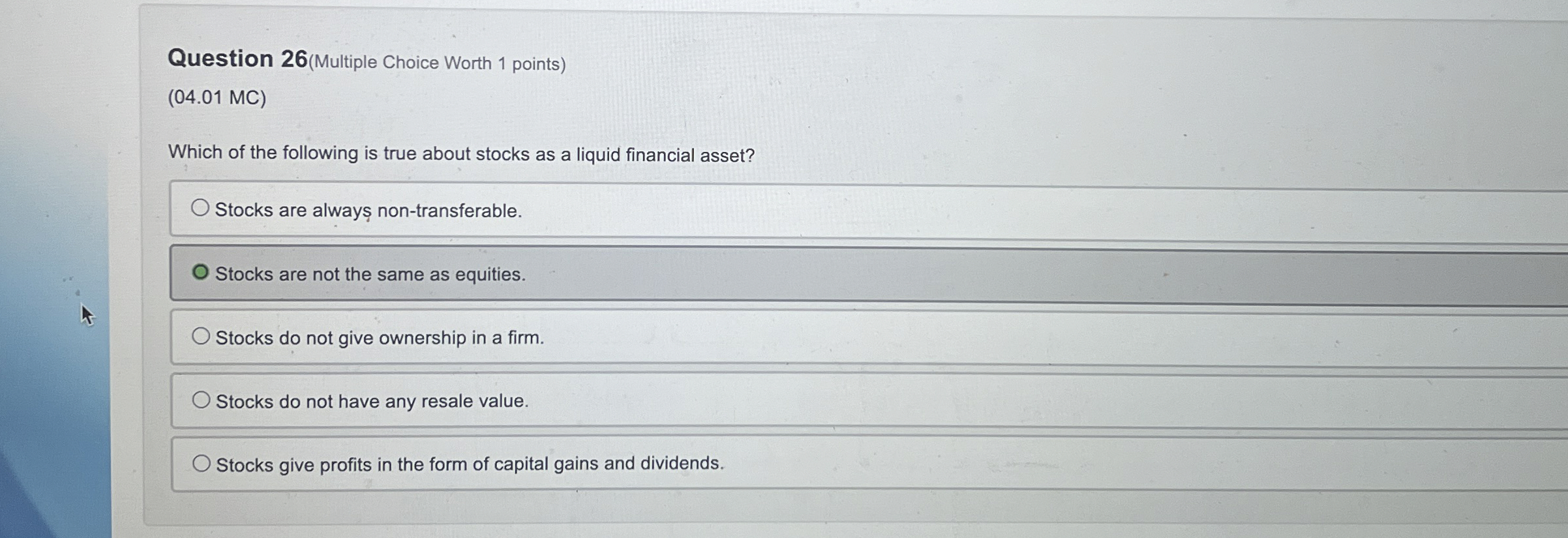  Question 26(Multiple Choice Worth 1 points) (04.01 MC) Which of the