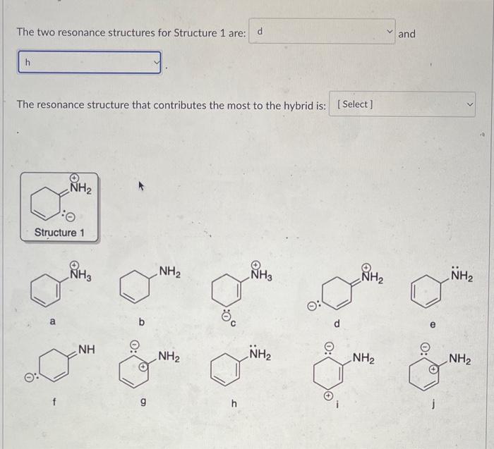 PLEASE HELP ASAP The two resonance structures for Structure 1 are: and