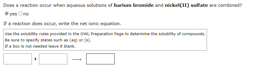 when aqueous solutions of the following are mixed. (Be sure to specify