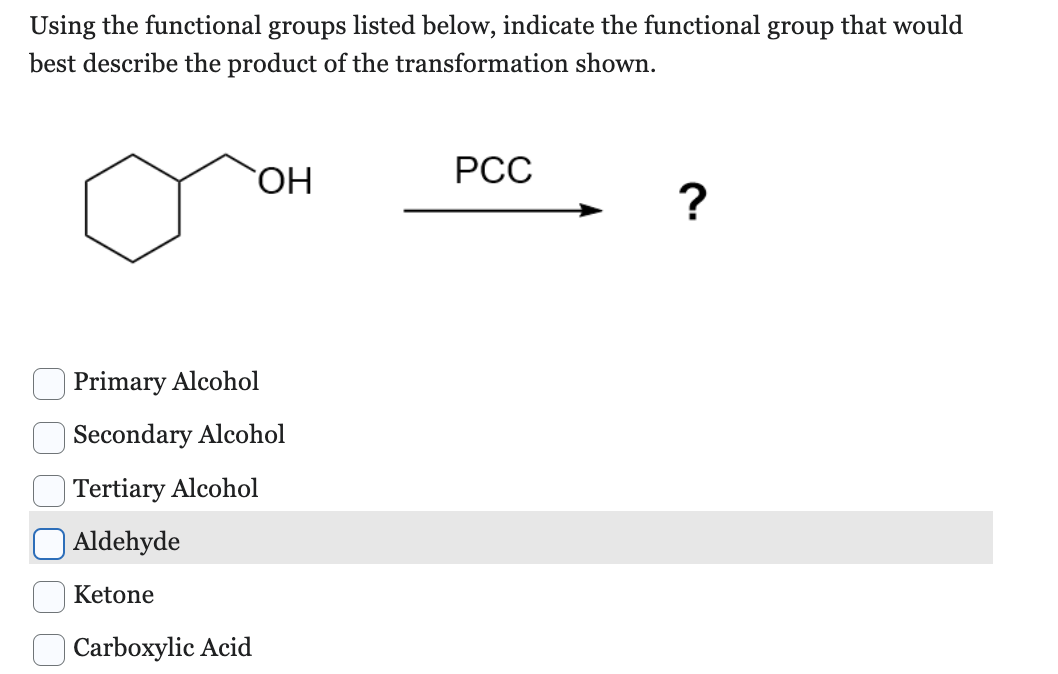  Using the functional groups listed below, indicate the functional group that