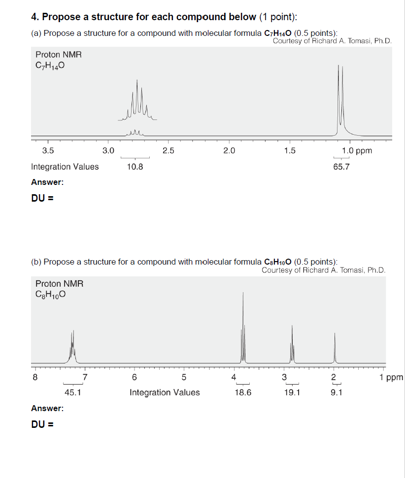  4. Propose a structure for each compound below (1 point): (a)