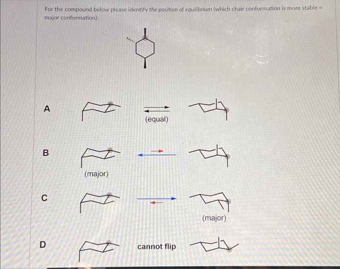 conformation for the following compound: A B C D For the compound