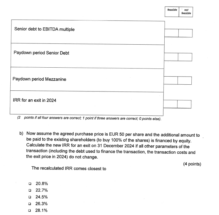 the contemplated Leveraged Buyout (LBO) of XYZAG at a purchase price of