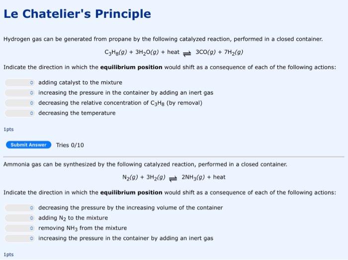  please solve and show all steps and calculation Le Chatelier's Principle