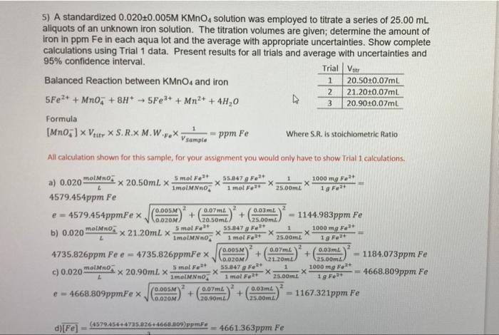 were employed to titrate a series of 50.00 ml aliquots of an