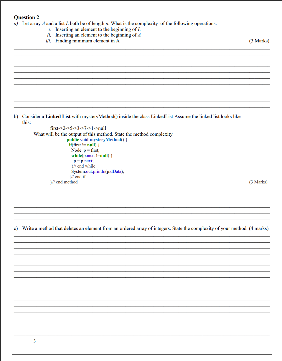 (2 Marks) b) Given a stack s and a queue q, both