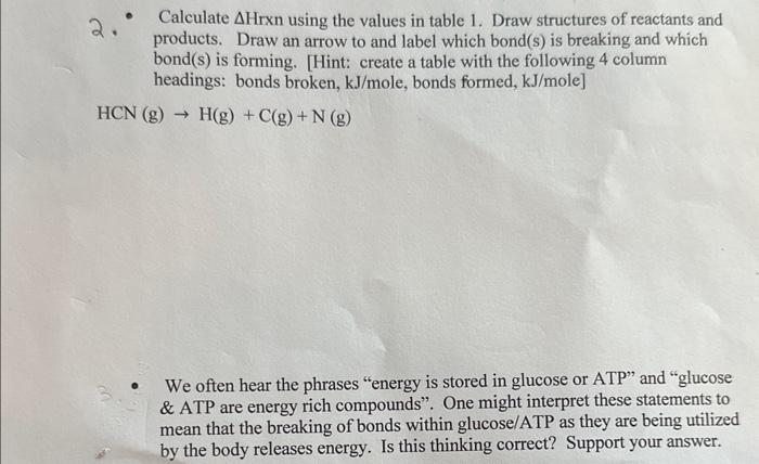 in table 1. Draw structures of reactants and products. Draw an arrow