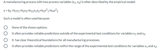  A manufacturing process with two process variables (x1,x2) is often described
