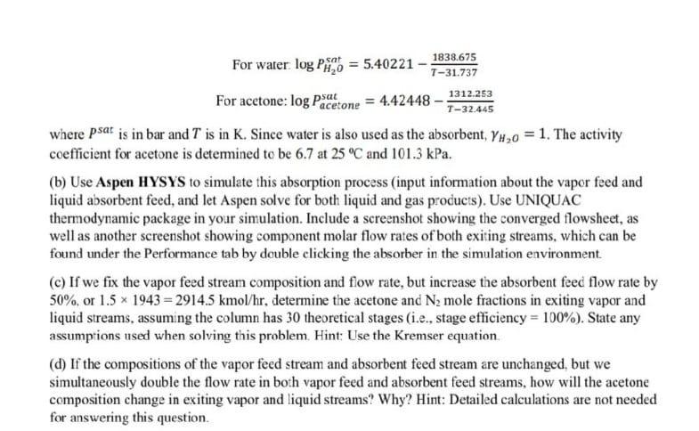 depends on the number of equilibrium stages and the effectiveness of absorbent