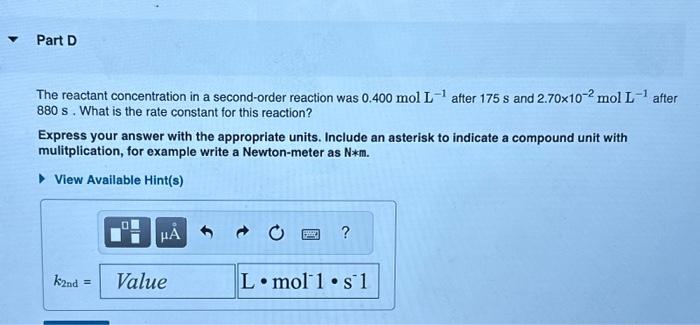 initial reactant concentration for the reaction described in Part A? Express your