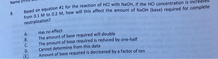 help answer this question 8. Based on equation H1 for the reaction