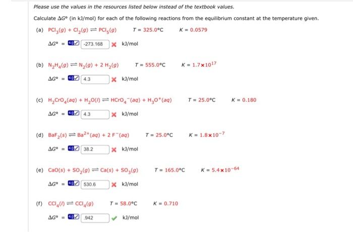  Please use the values in the resources listed below instead of