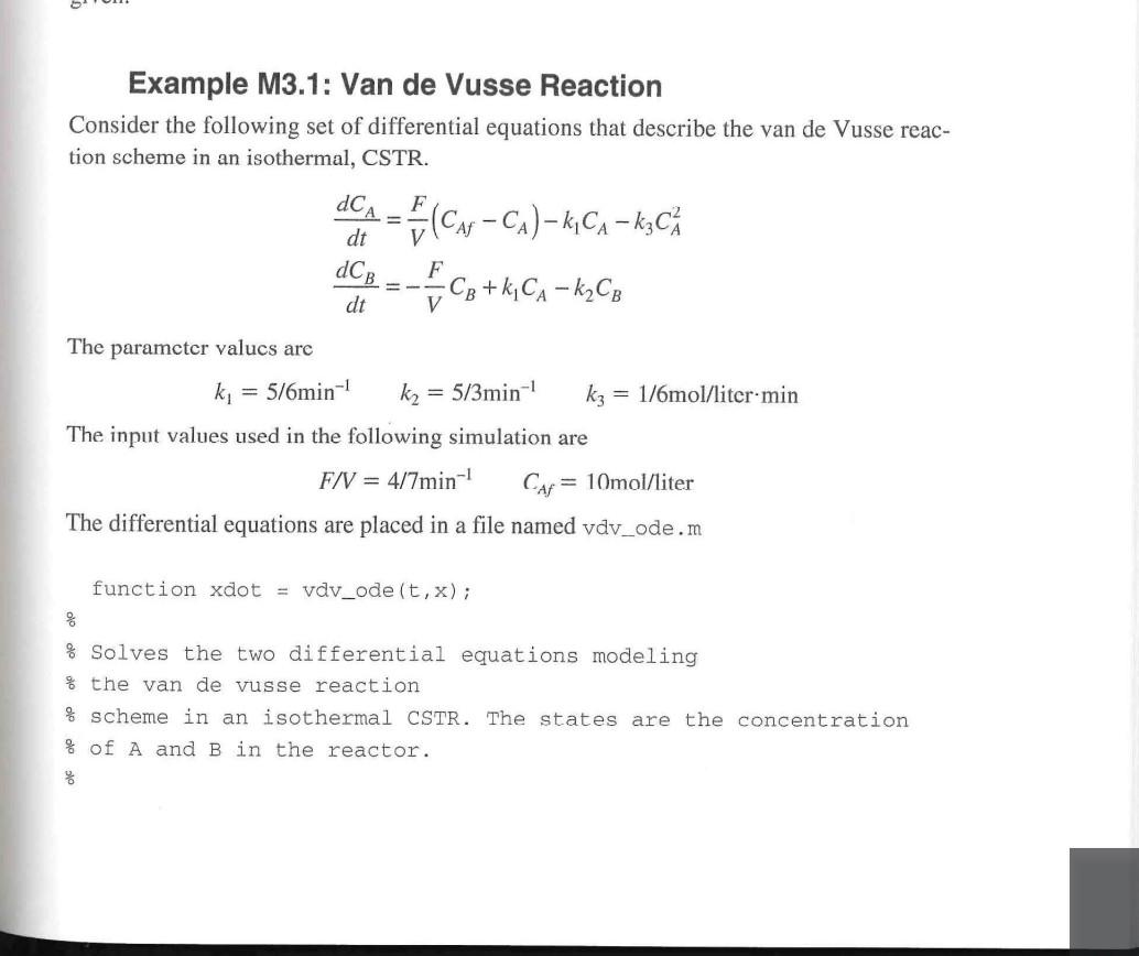 ODE's using SIMULINK AND MATLAB Demonstrate Example M3.1 Example M3.1: Van de