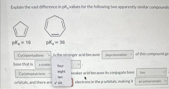 in pK2 values for the following two apparently similar compounds, is the