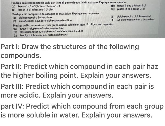 I need hell with part 2,3 and 4 Prediga cul compuesto de