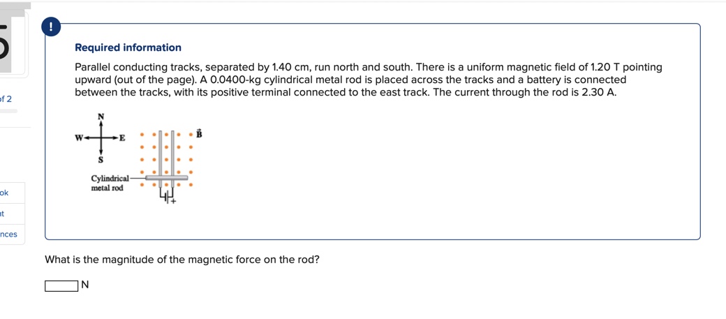  ! Required information Parallel conducting tracks, separated by 1.40cm, run north