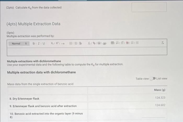 of benzoic acid solution (M). Volume of benzoic acid solution (ml.): Total