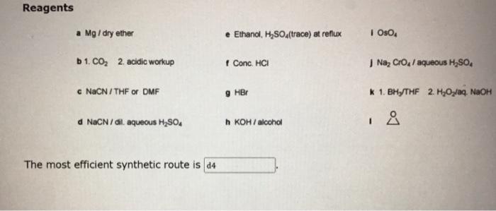 HCl(f) then treat the product with KOH in alcohol(h). Starting materials OHTOH