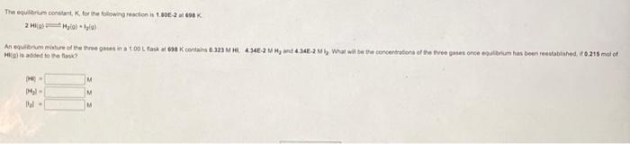 2 mol of PCligial a absed to the hask [PCI]=[PCl]=[Cl2]=MMM The equibriam
