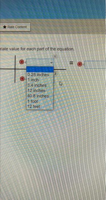 part of the equation. 3.4 feet Rate Content riate value for each