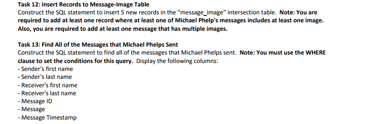 to insert 5 new records in the "message_image" intersection table. Note: You