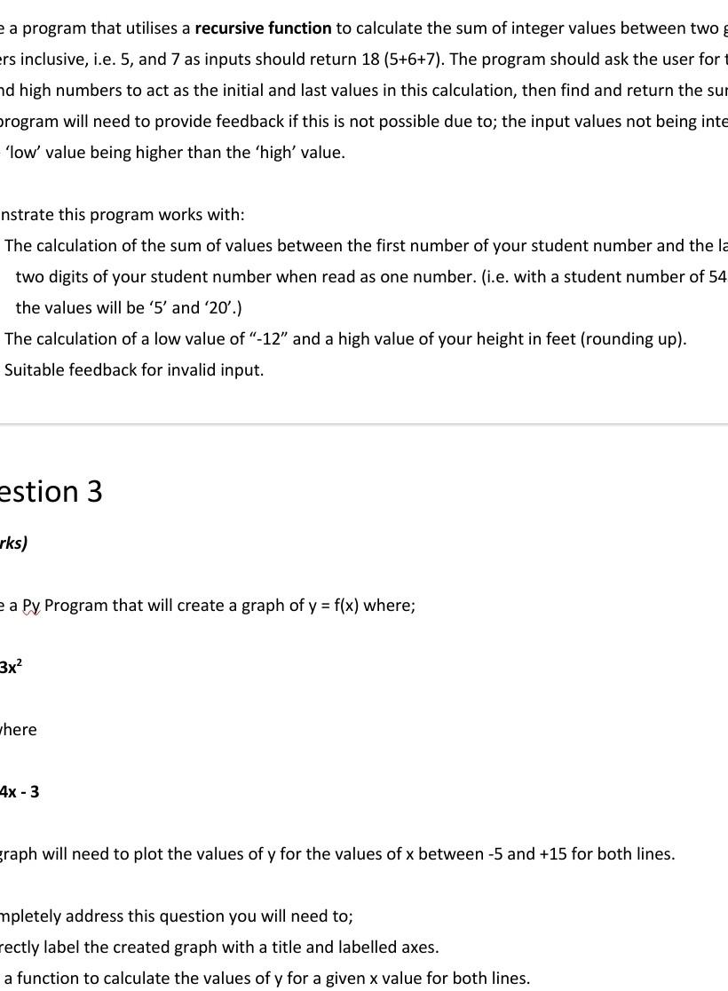  a program that utilises a recursive function to calculate the sum