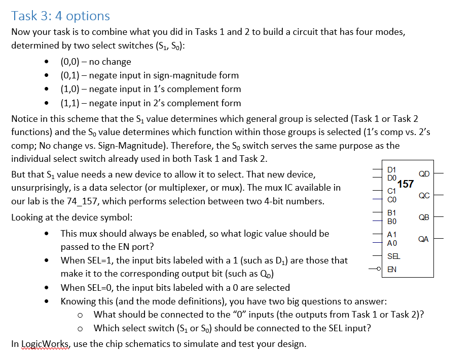  Task 3: 4 options Now your task is to combine what