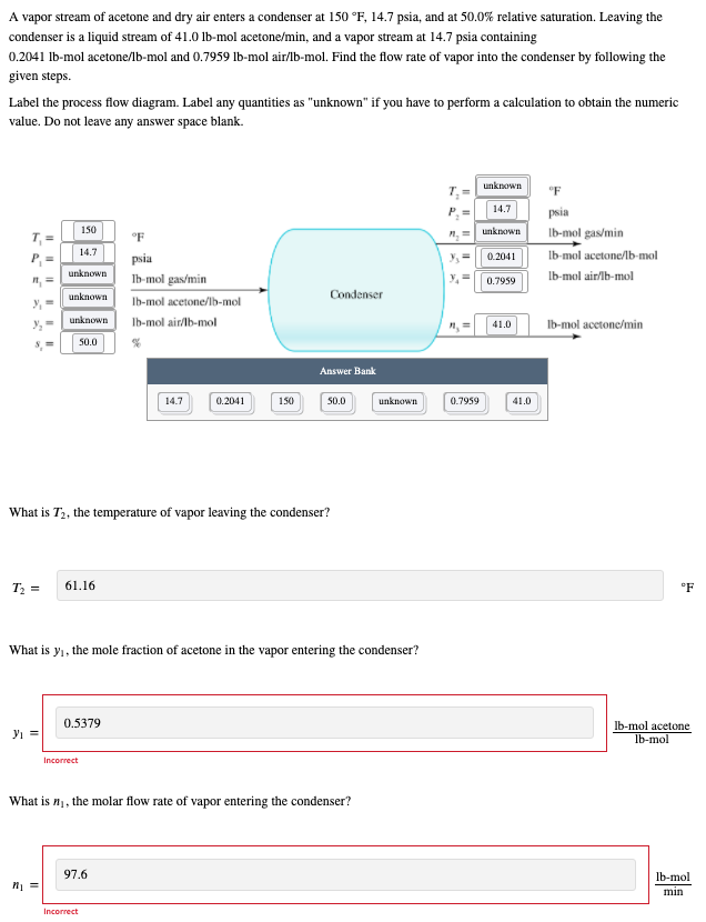 Please answer both correctly, I will upvote. 1) 2) A vapor stream