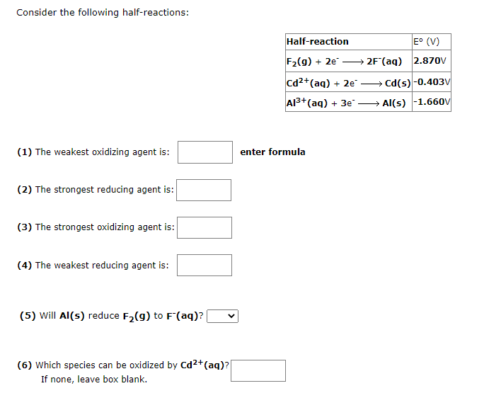  pls answer the 2 items will upvote Consider the following half-reactions: