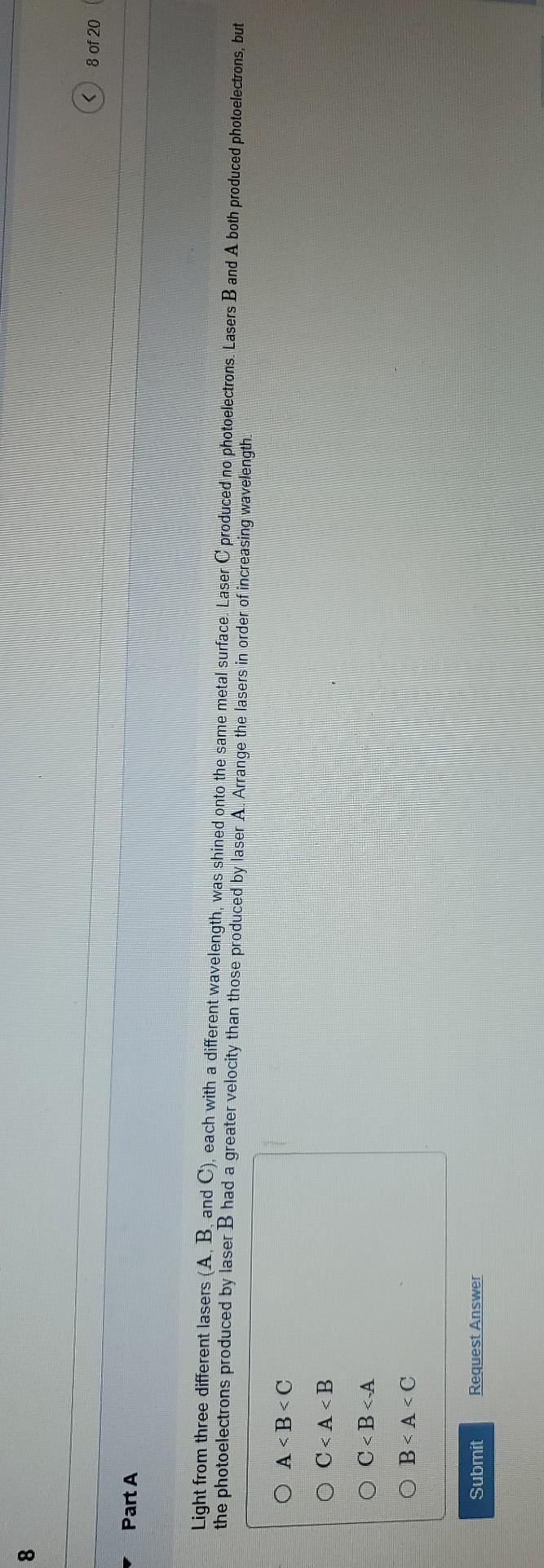 please answer asap Light from three different lasers (A, B, and