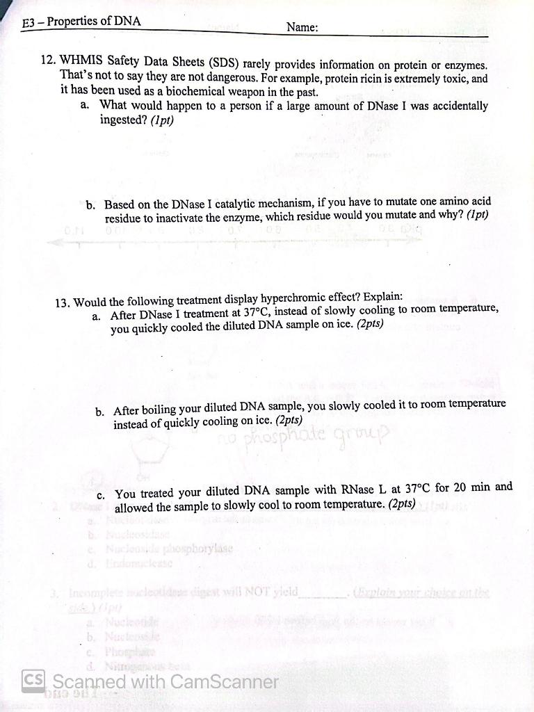 Question 12-13 12. WHMIS Safety Data Sheets (SDS) rarely provides information on