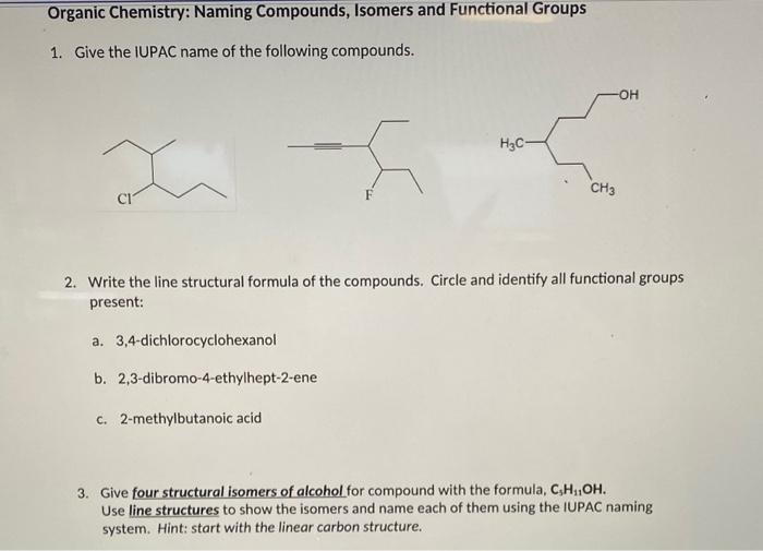 please help how to do these step by step Organic Chemistry: Naming