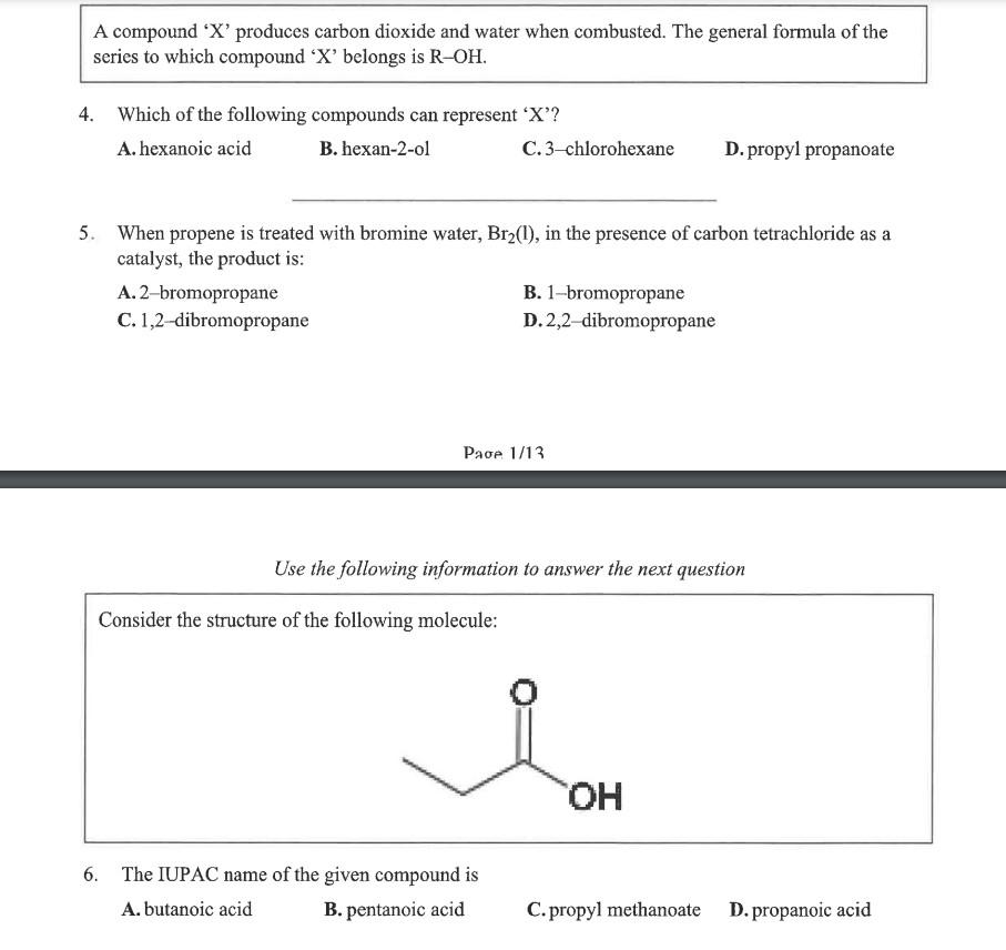  Please answer these question ASAP A compound ' X ' produces