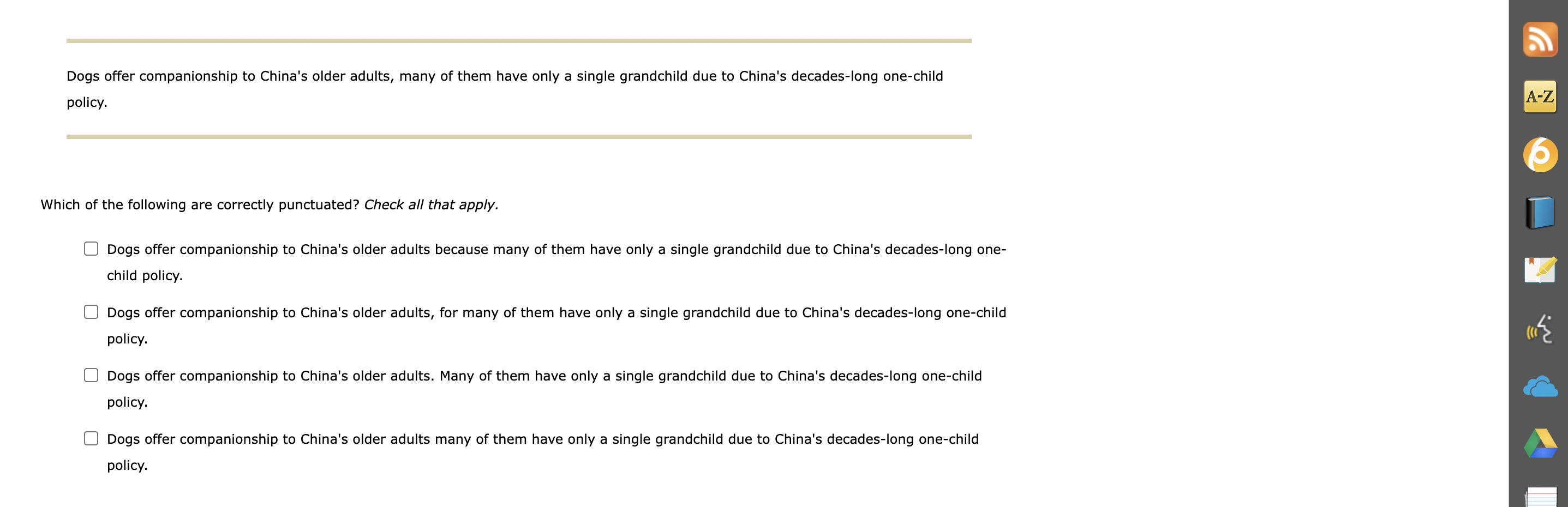 so) or appropriate punctuation. A comma splice incorrectly joins two complete ideas