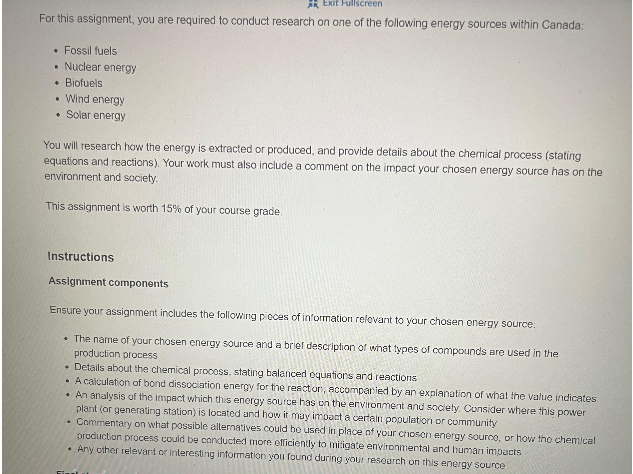  Exit Fullscreen For this assignment, you are required to conduct research