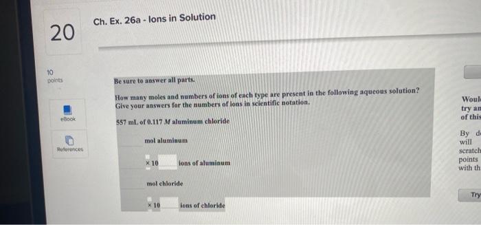  Ch. Ex. 26a - lons in Solution 20 10 points Be