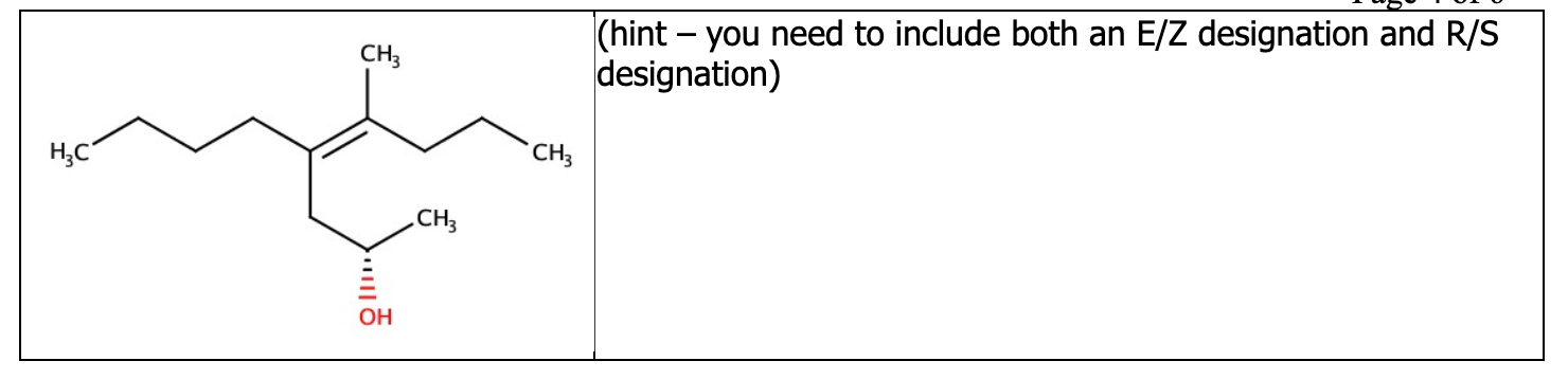  CH3 (hint - you need to include both an E/Z designation