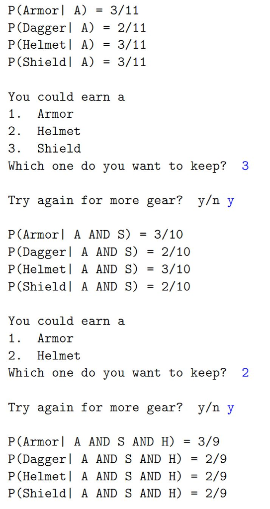 You will implement a program that hands out gear to the players