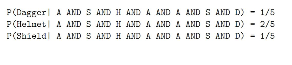 Your program will use probabilities to decide what gear to hand out