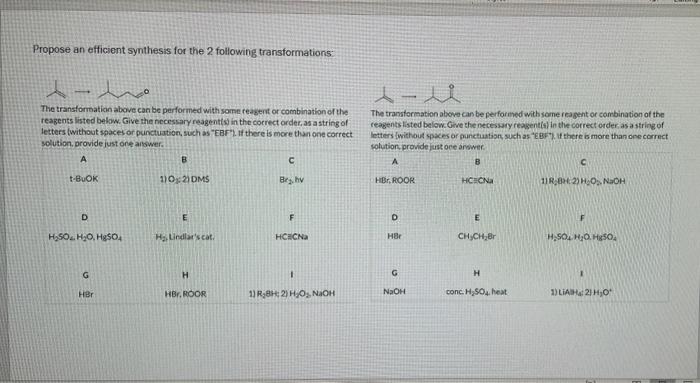  Propose an efficient synthesis for the 2 following transformations - wo