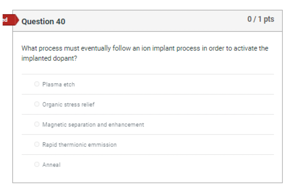  ed Question 40 0/1 pts What process must eventually follow an