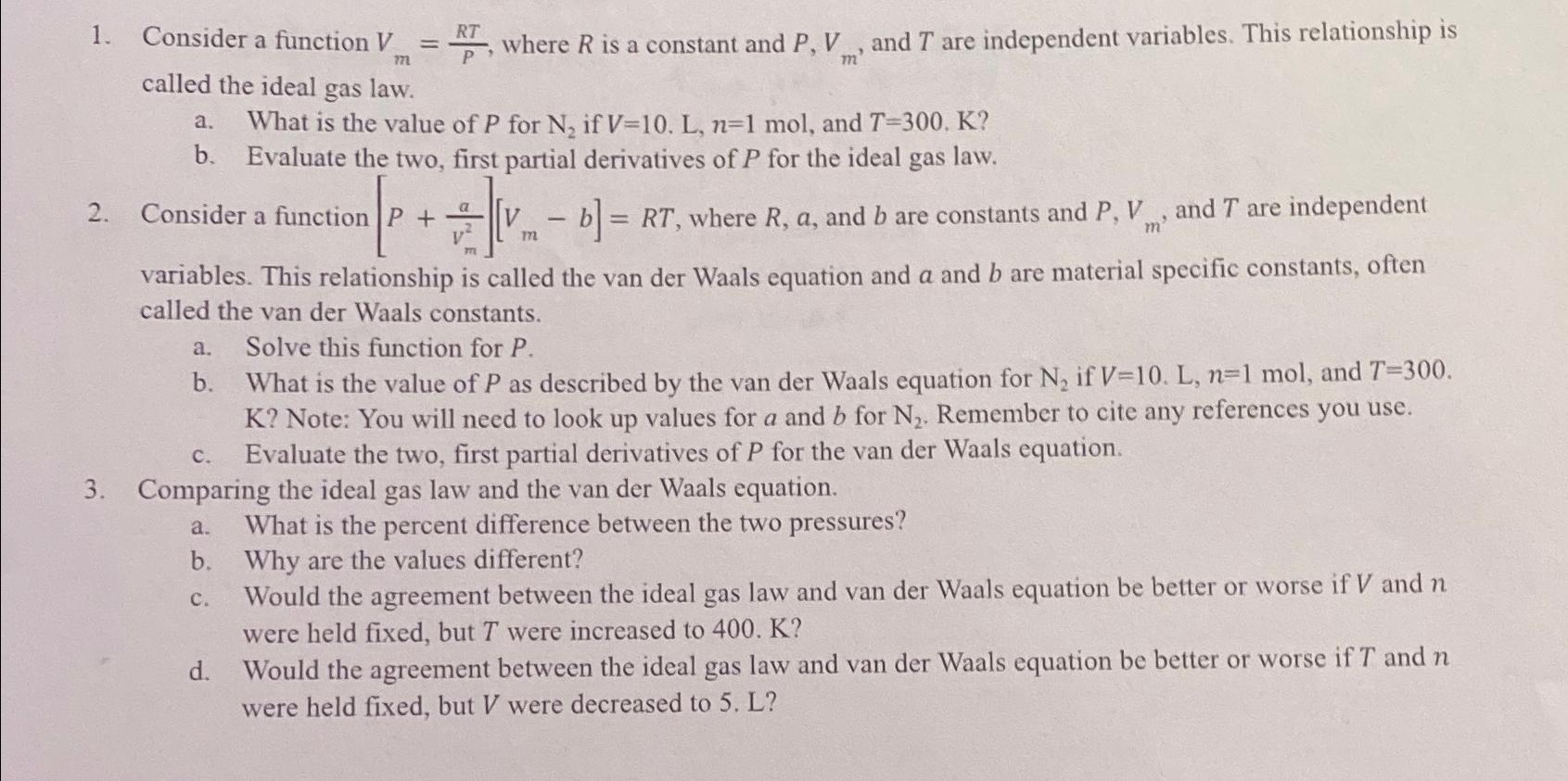  Co er a function Vm=RTP, where R is a constant and