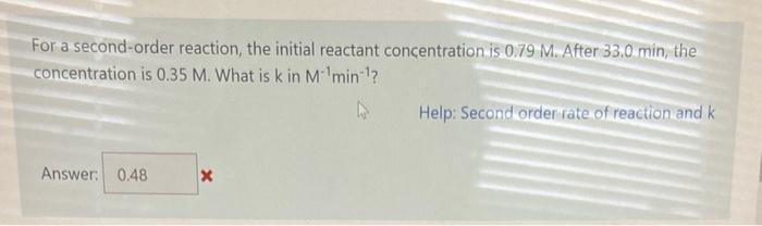 0.727M. After 86.6min, the concentration is 0.422M. What is k in min1