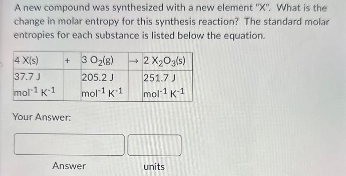 help please A new compound was synthesized with a new element "