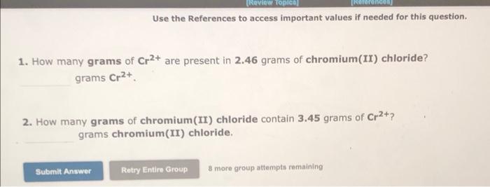  Use the References to access important values if needed for this