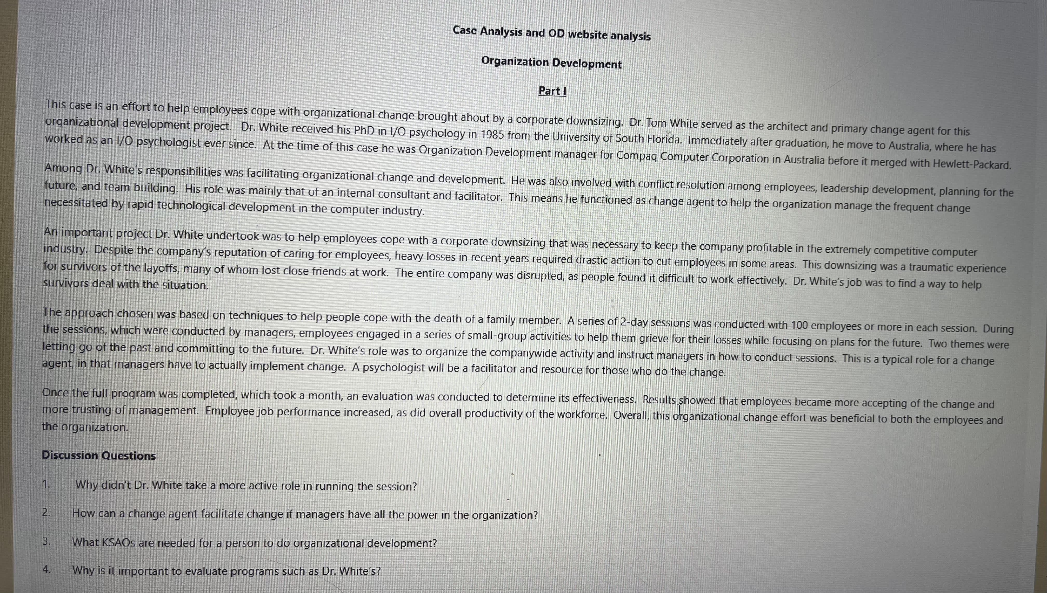  CASE ANALYSIS and OD WEBSITE ANALYSIS 